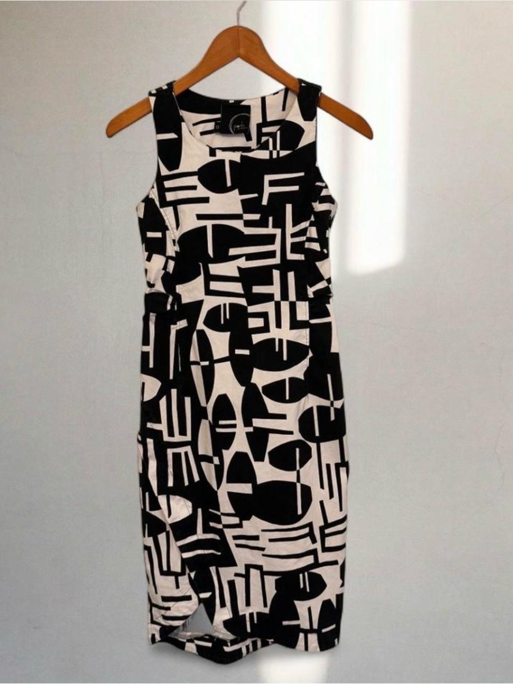 Porto Sanfransico Black and White Geometric Midi Dress Size 0